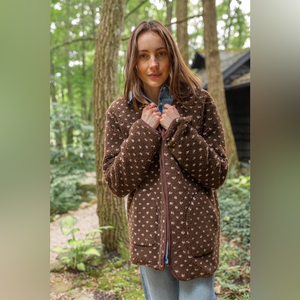 Marea Sherpa Barn Jacket—New With Tags Size Large in Chestnut Brown